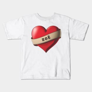 Zoë - Lovely Red Heart With a Ribbon Kids T-Shirt